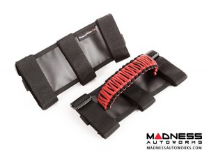 Jeep Gladiator Para Cord Grab Handles - Red on Black - Pair